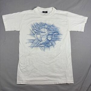 Vintage 1999 Del Sol Dolphin Graphic T-Shirt Mens Small White Blue 90s USA Made
